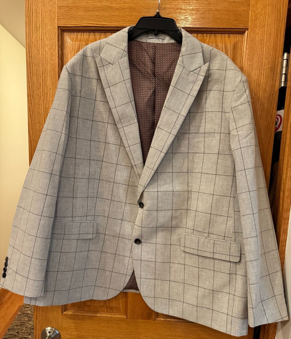 Johnny Bigg Men's Gray Check Suit Jacket - Size 54 (NWOT)